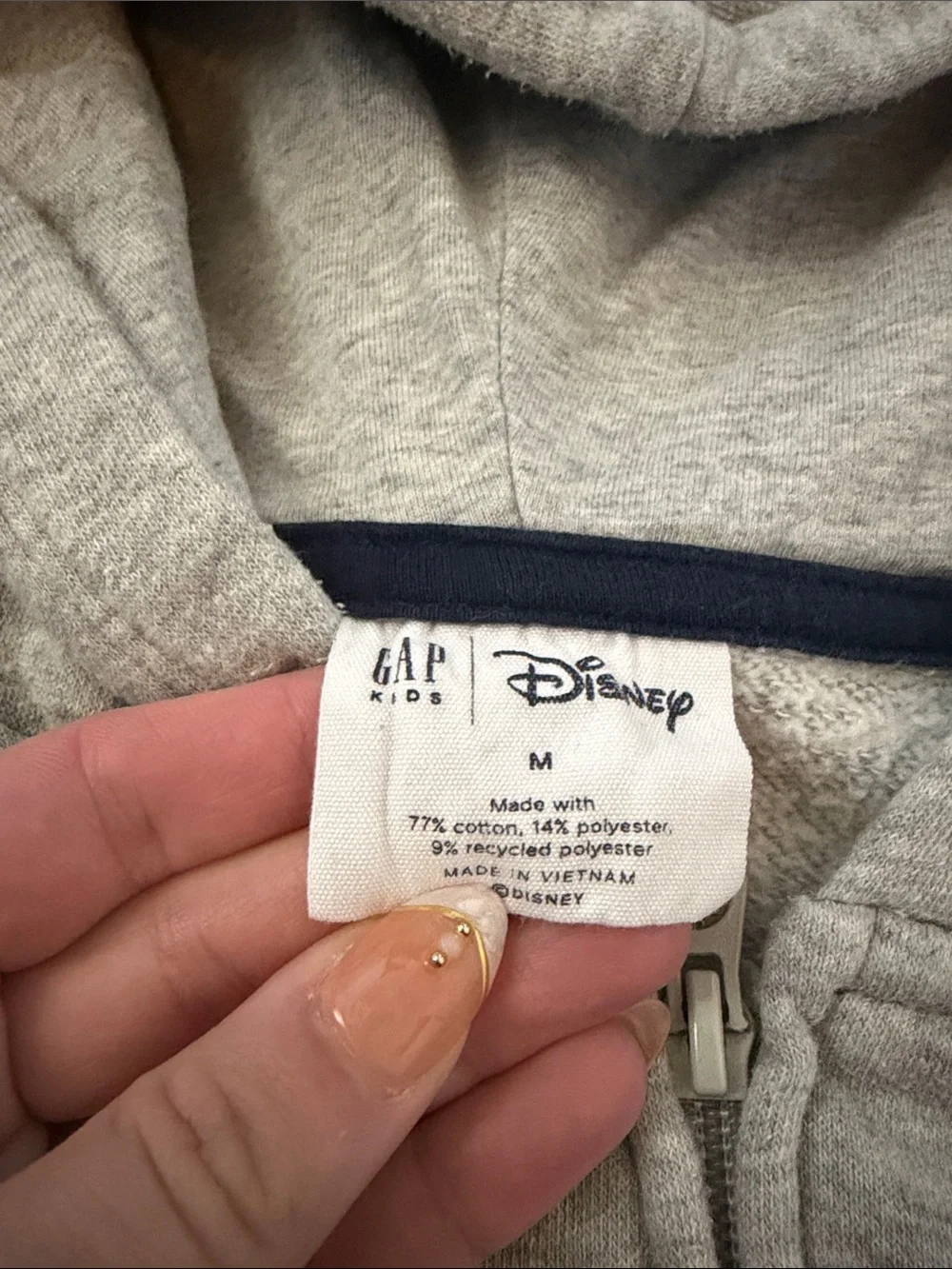 GAP x Disney Light Gray Hoodie with Blue Logo and Multicolor Mickey Panels